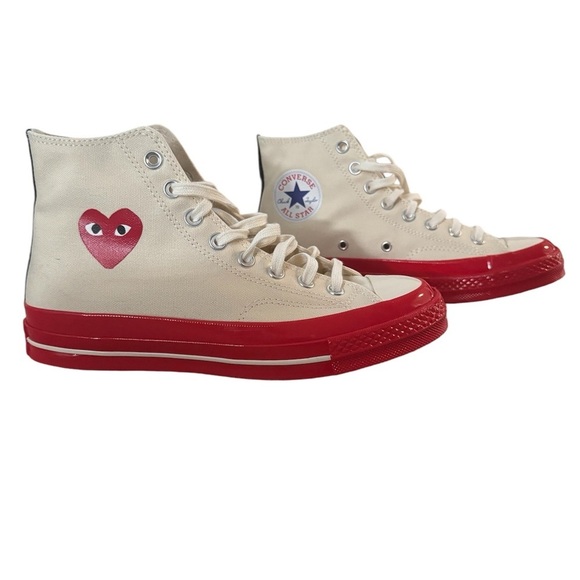 Converse COMME DES GARÇONS PLAY  Off-White & Red Converse Edition PLAY Chuck 70 - Picture 8 of 10